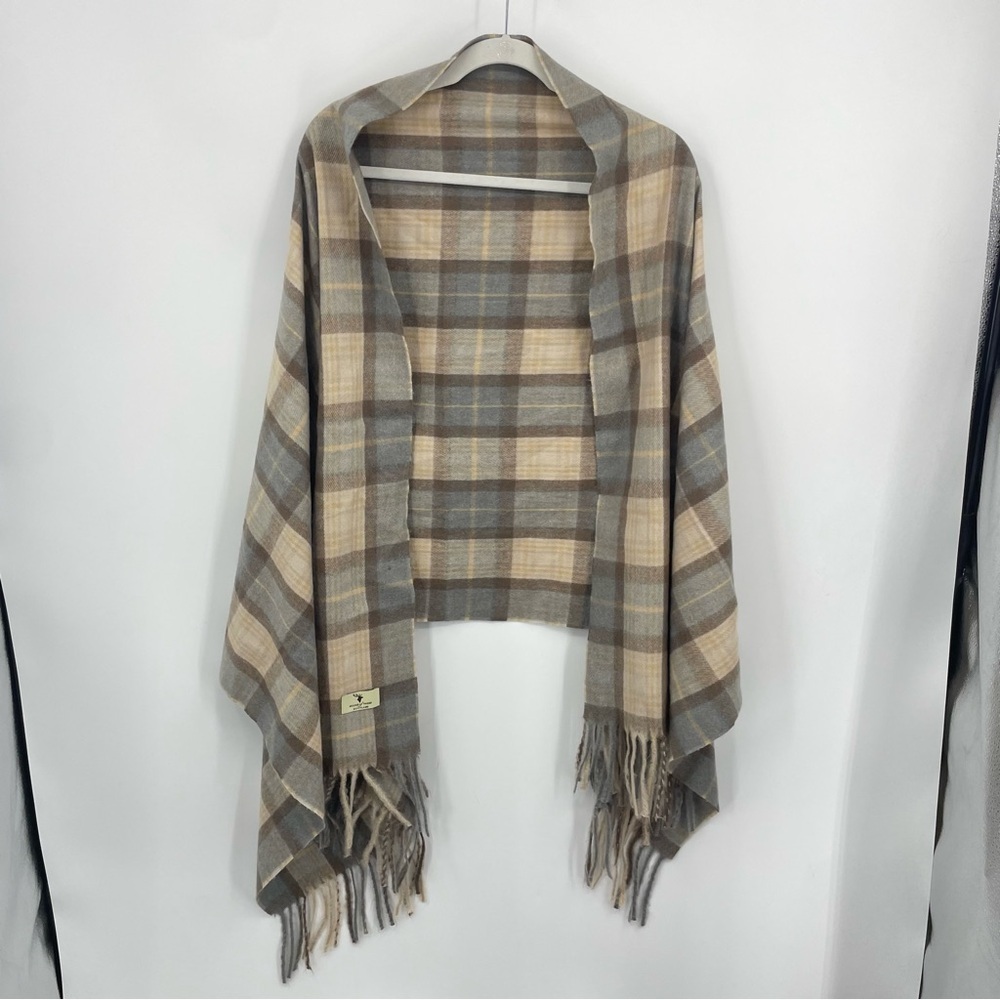 House Of Tweed Scotland | Colorblock Rectangle Scarf Beige gray Unisex